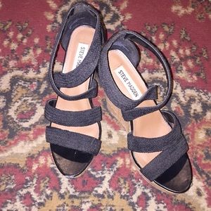 Strappy Black Wedges